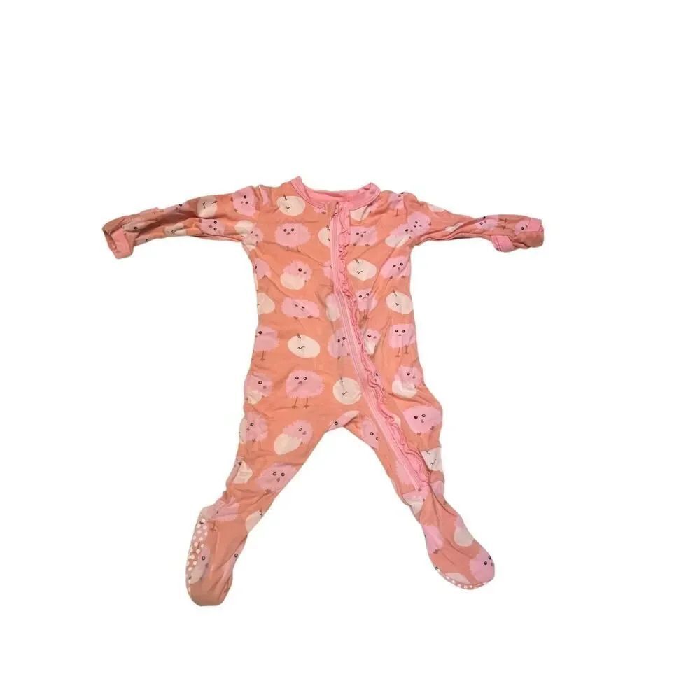 KicKee Pants print Muffin Ruffle Footie with Zipper size NB, NWT